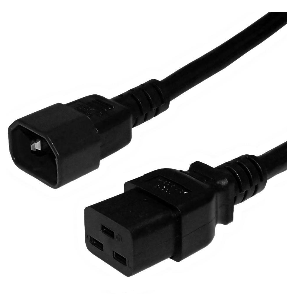 Câble d'alimentation noir SJT 14AWG 15A 250V 6ft IEC C14 à IEC C19