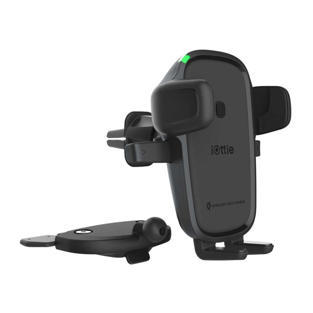 iOttie - Easy One Touch Wireless 2 Fast Charging 2-in-1 Air Vent and CD Mount Universal 10W Black