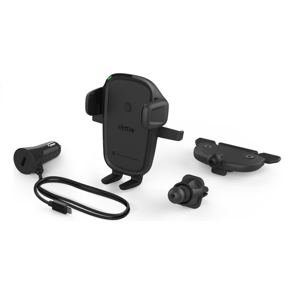 iOttie - Easy One Touch Wireless 2 Fast Charging 2-in-1 Air Vent and CD Mount Universal 10W Black