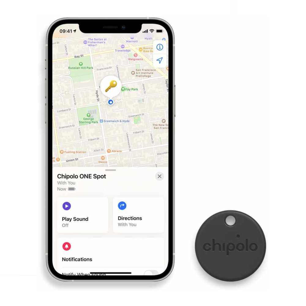 Chipolo - One Spot Localisateur d'Item Bluetooth noir (fonctionne avec Find My)