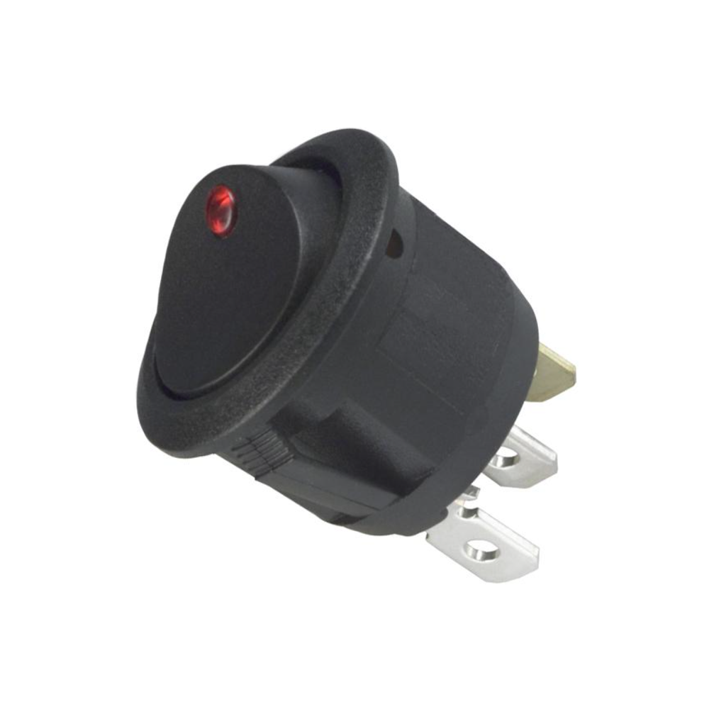 Rocker Switch SPST Off-(On) Black Panel Mount 16A