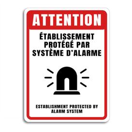 Affiche de surveillance - Attention Établissement protégé par système d'alarme