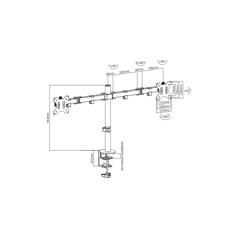 DM340 Dual Monitor/TV Desk Stand 13-32 