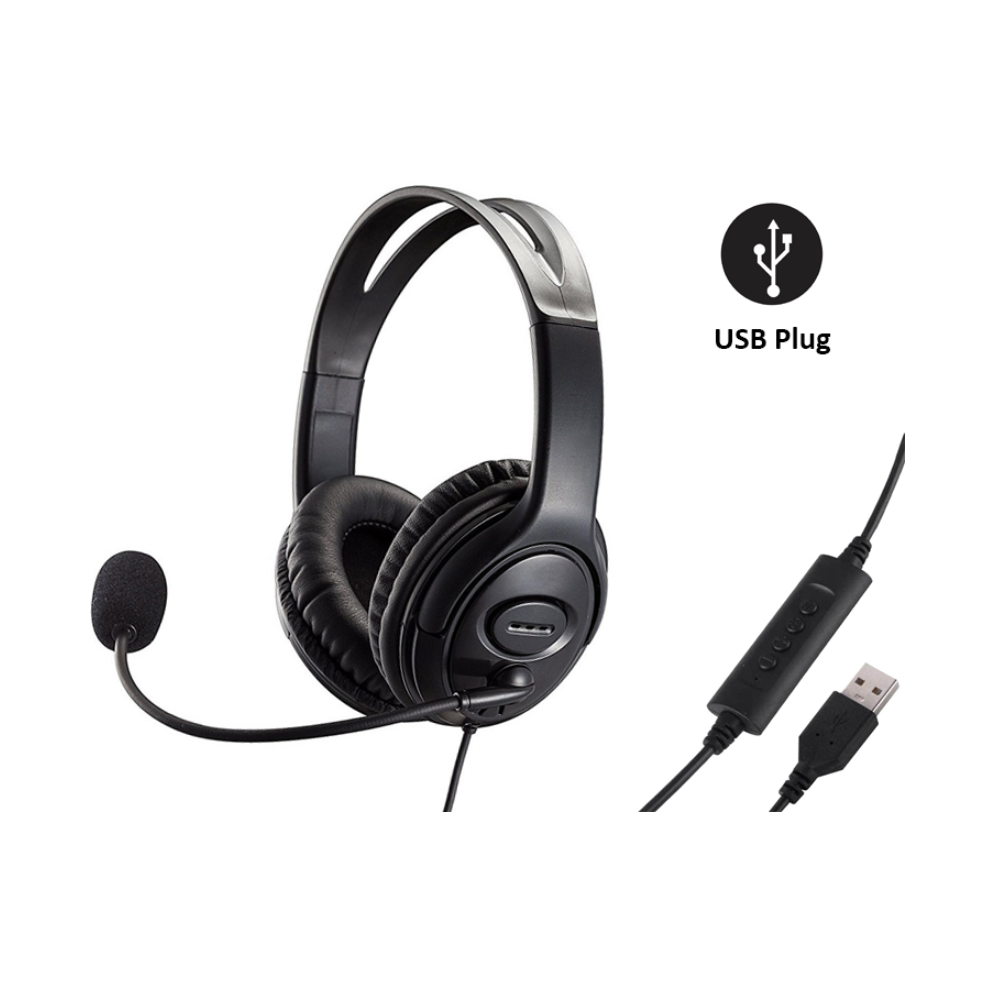 Casque filaire USB2.0 avec micro pour ordinateur