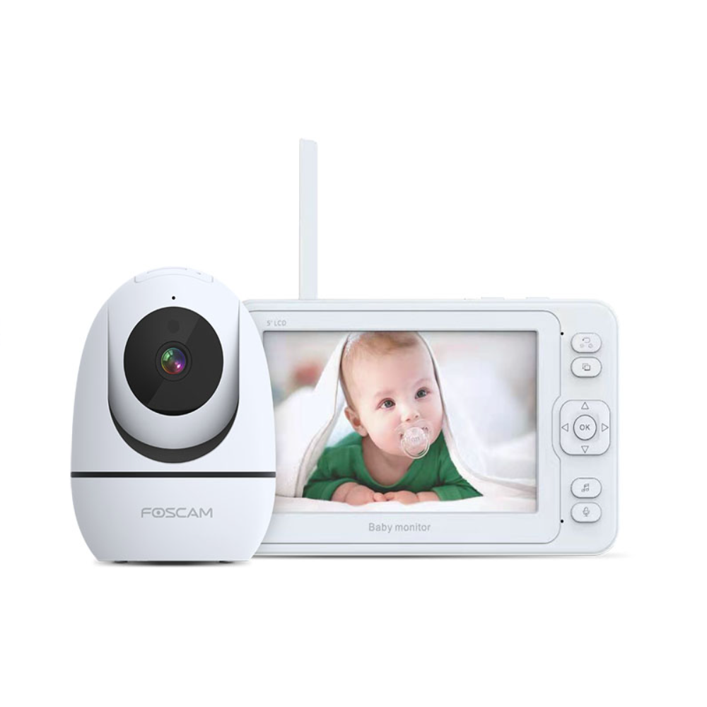 Moniteur pour bébé Foscam avec caméra à distance Pan-Tilt-Zoom et écran LCD de 5 pouces