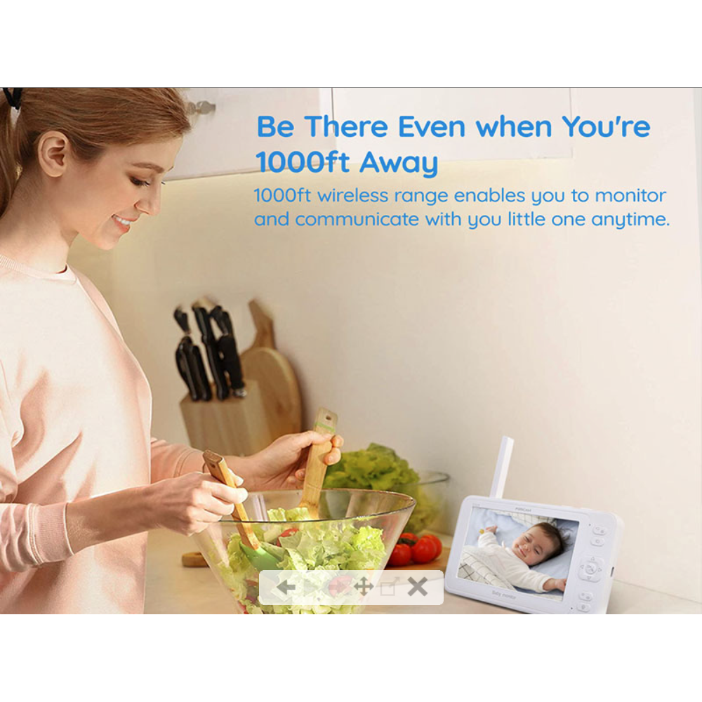Moniteur pour bébé Foscam avec caméra à distance Pan-Tilt-Zoom et écran LCD de 5 pouces