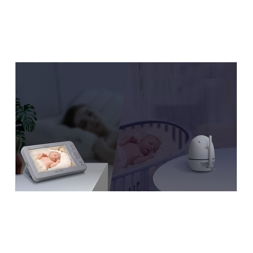 Moniteur pour bébé Foscam avec caméra à distance Pan-Tilt-Zoom et écran LCD de 5 pouces