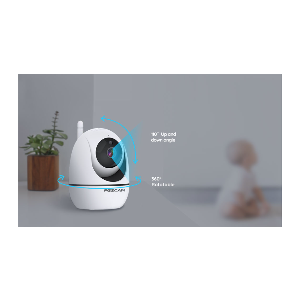 Moniteur pour bébé Foscam avec caméra à distance Pan-Tilt-Zoom et écran LCD de 5 pouces