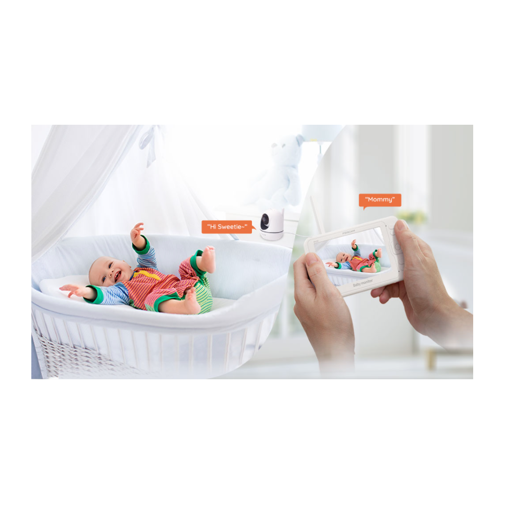 Moniteur pour bébé Foscam avec caméra à distance Pan-Tilt-Zoom et écran LCD de 5 pouces