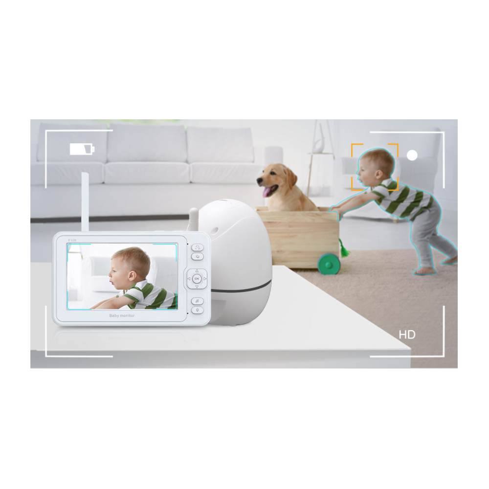 Moniteur pour bébé Foscam avec caméra à distance Pan-Tilt-Zoom et écran LCD de 5 pouces