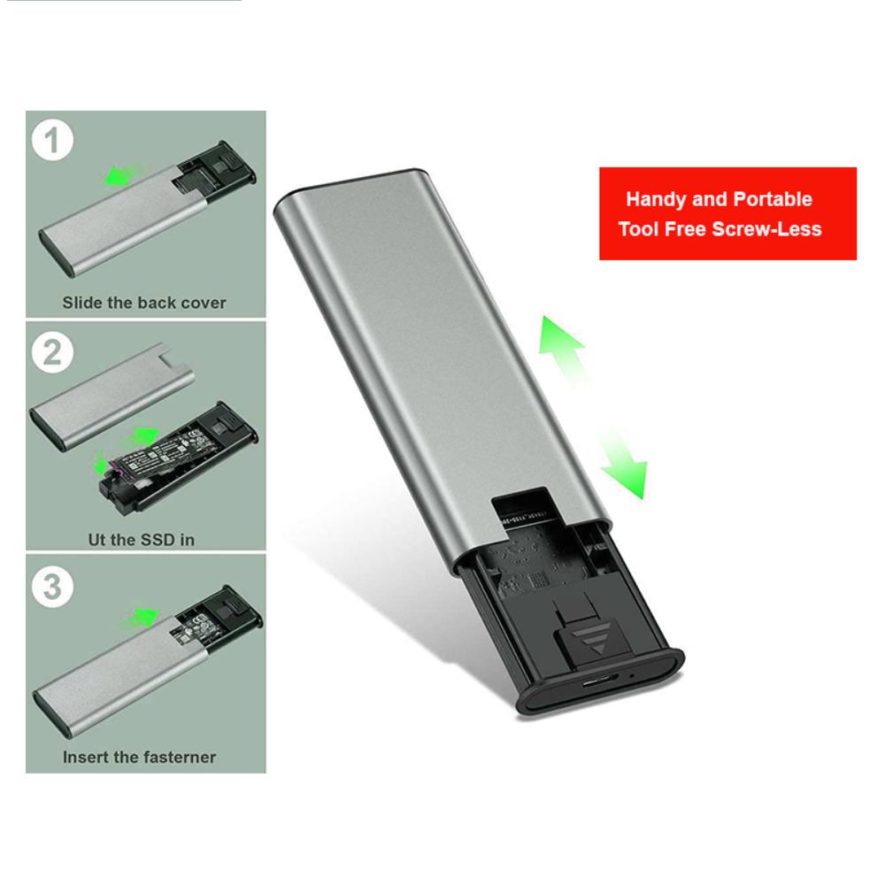 Portable M.2 NVME to USB3.1 Type-C GEN2 10GBPS Enclosure