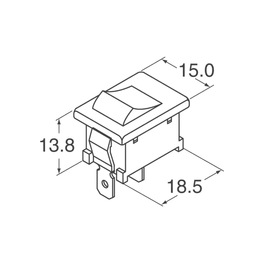 Rocker Switch SPST 13A 5A 125V Panel Mount Snap-In