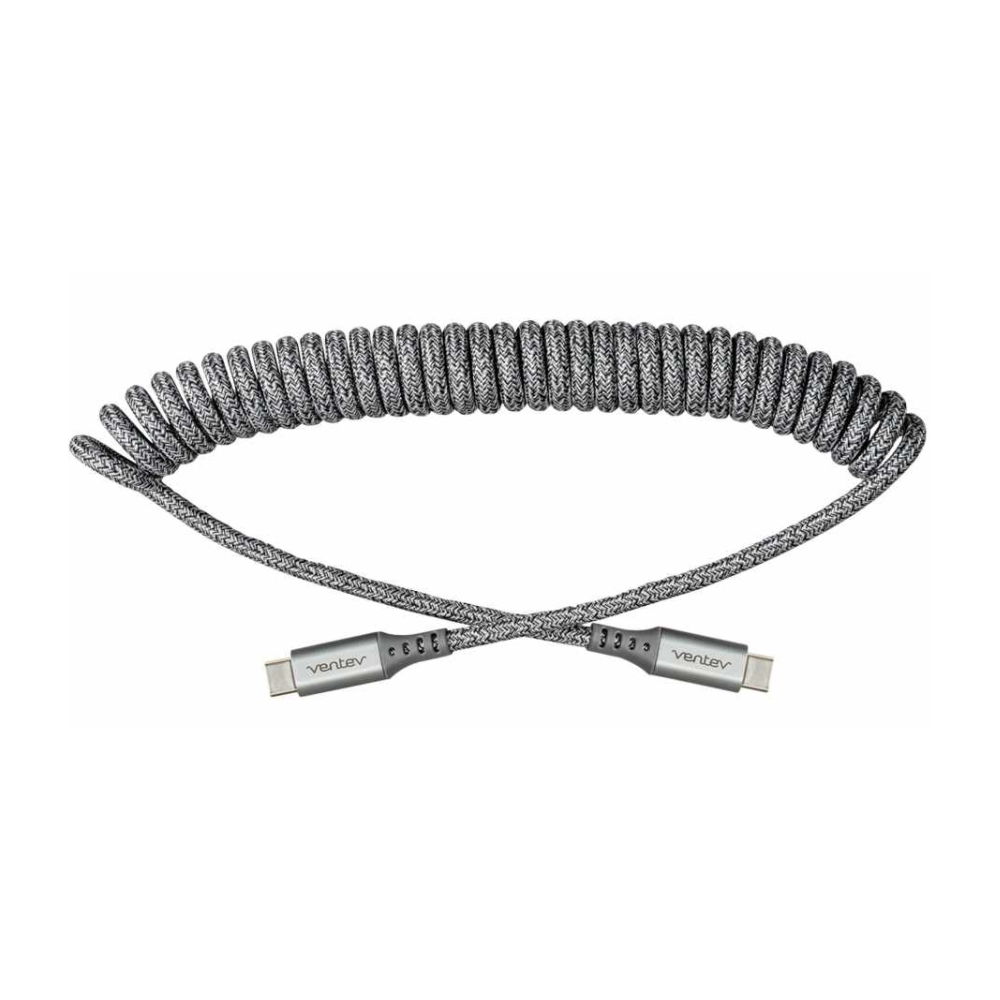 Ventev - Câble USB-C à USB-C spiralé Charge/Sync Helix de 3 pieds gris
