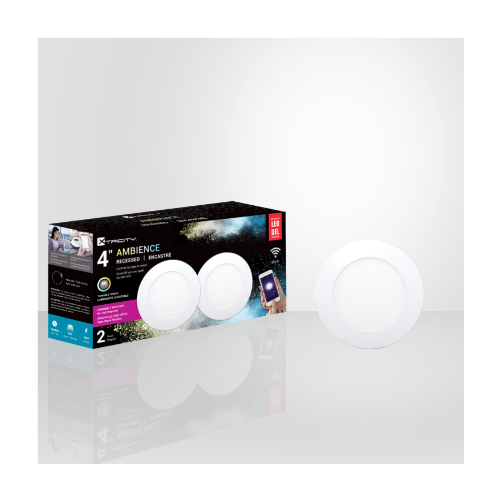 DEL Encastré WIFI 4 pouces 10W / 750L / 2700K-6500K / Rond blanc - Paque de 2
