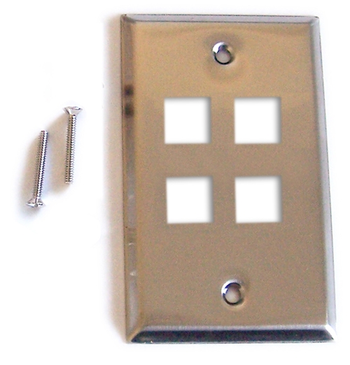 4 Port Wall Plate - Stainless Steel
