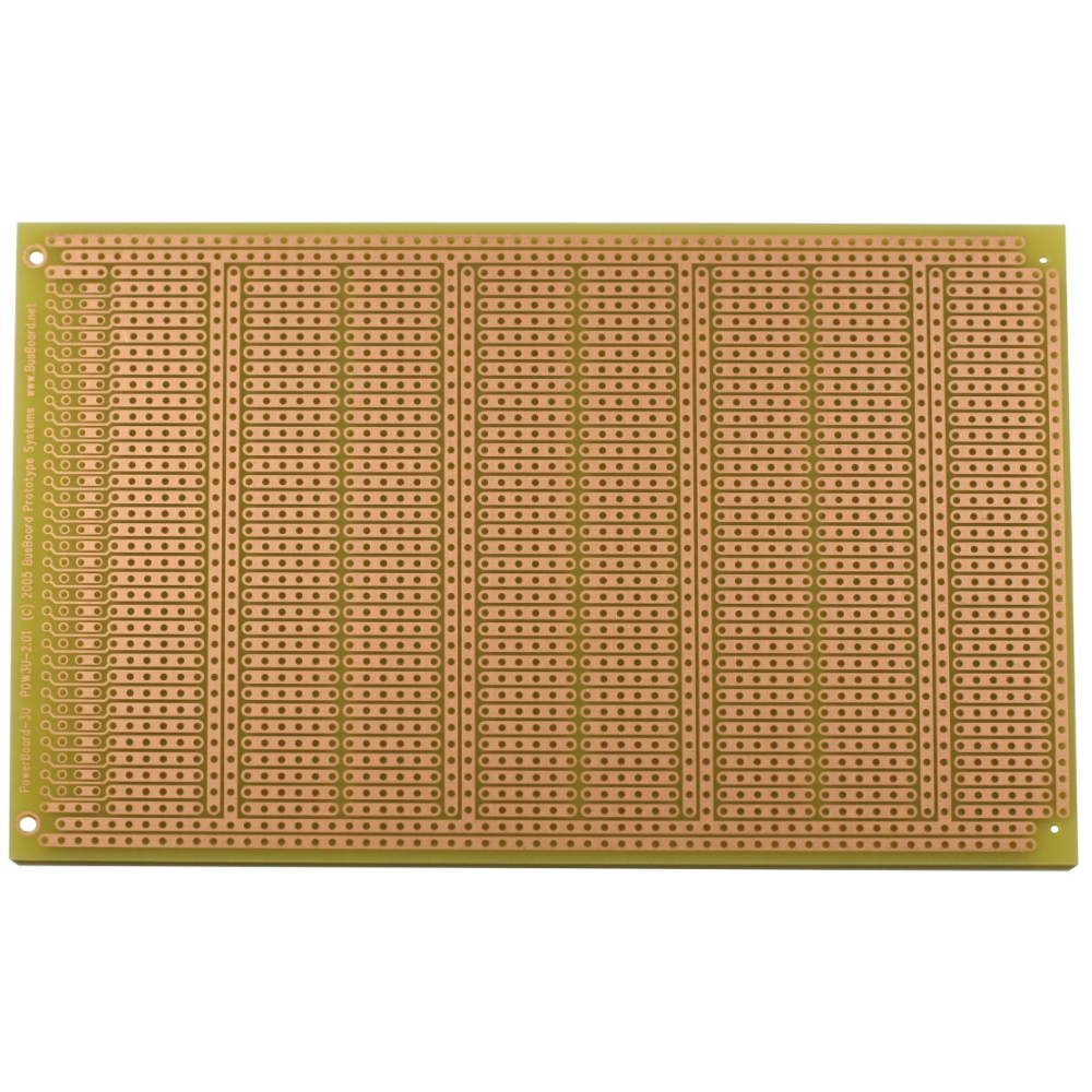 PowerBoard-3U avec bandes à 6 trous et rails d'alimentation entrelacés