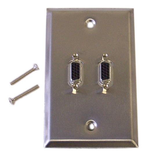 2 Port VGA Wall Plate Kit - Stainless Steel