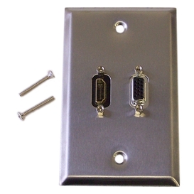 Ensemble de Plaque Murale 1 Port VGA + 1 Port HDMI - Acier Inoxydable
