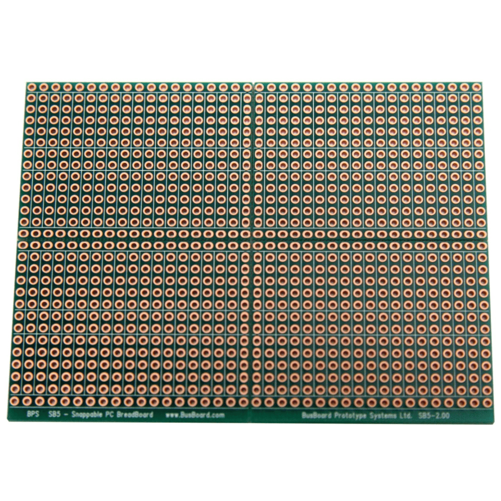 Snappable PCB BreadBoard with 5-hole strips for the smallest projects 2.9 x 3.8in x 1/16