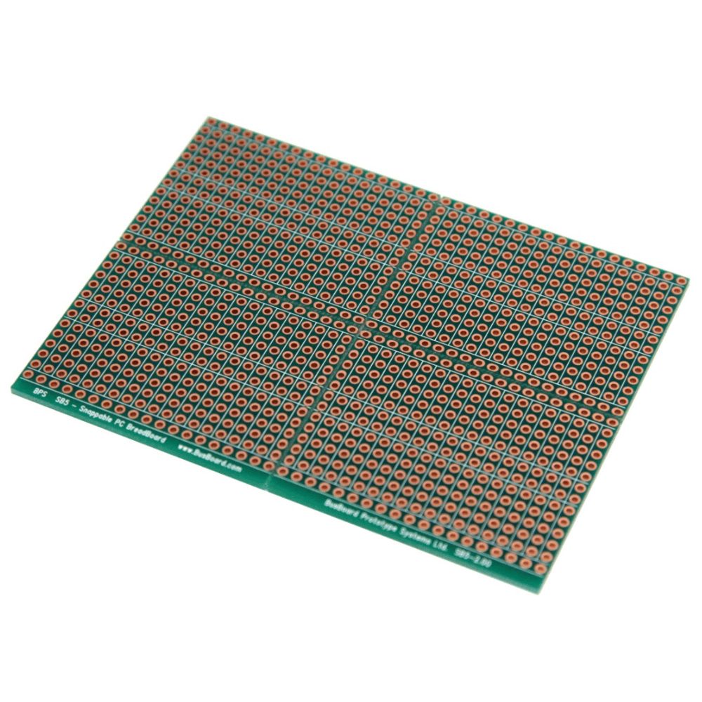Snappable PCB BreadBoard with 5-hole strips for the smallest projects 2.9 x 3.8in x 1/16