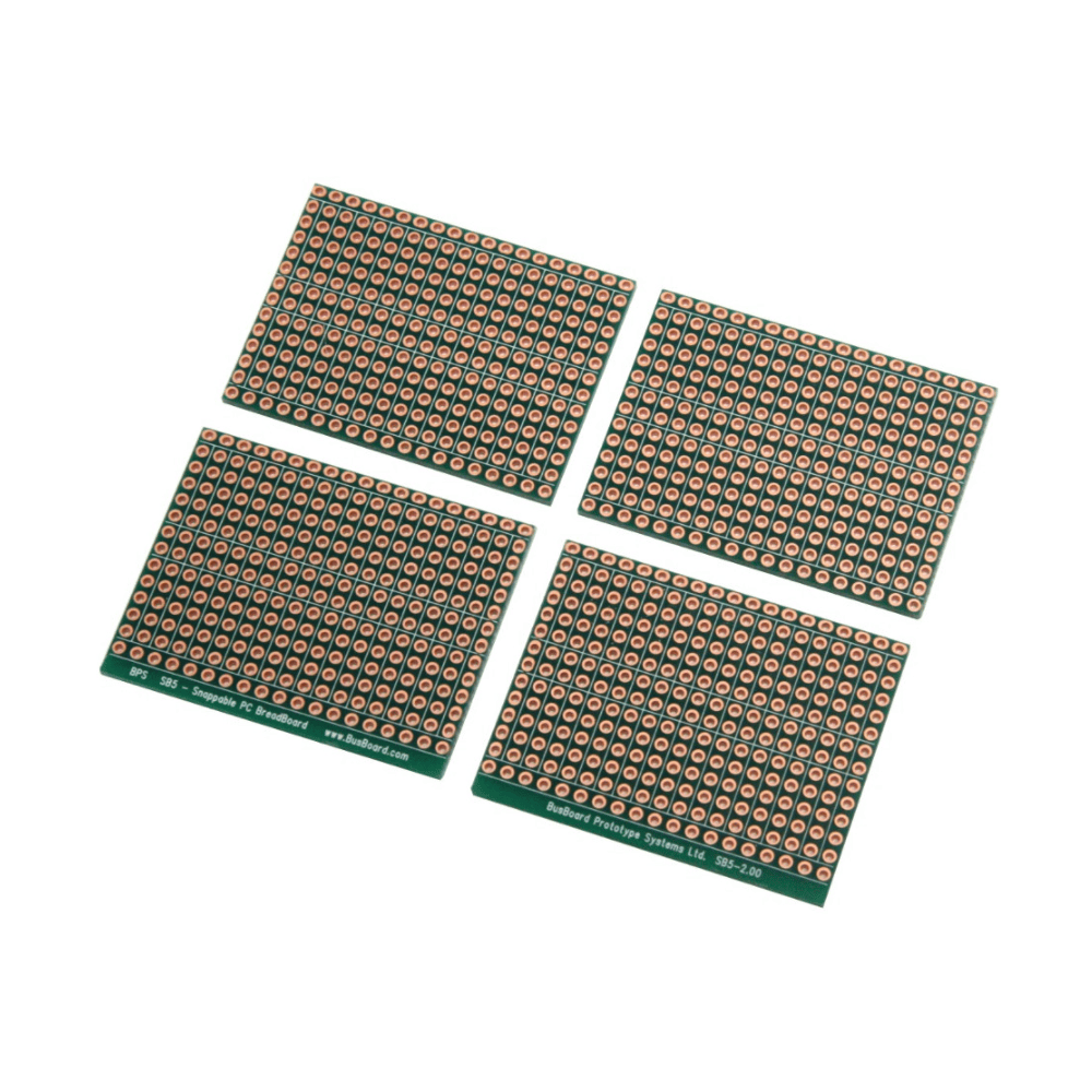 Snappable PCB BreadBoard with 5-hole strips for the smallest projects 2.9 x 3.8in x 1/16