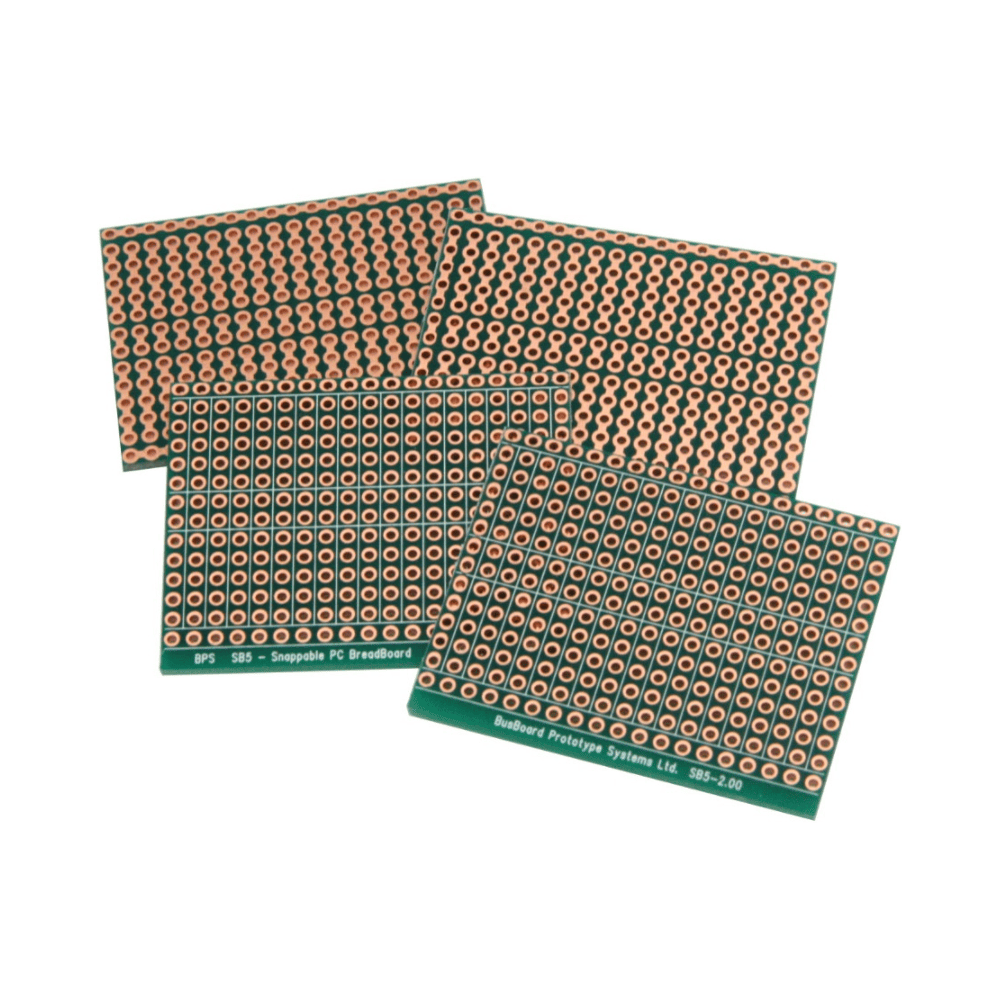 Snappable PCB BreadBoard with 5-hole strips for the smallest projects 2.9 x 3.8in x 1/16