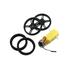 DC Motor with wired power connector and two grippy wheels
