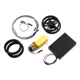 Moteur à courant continu avec connecteur d'alimentation câblé deux roues adhérentes ZipWire™ et boîtier de batterie.