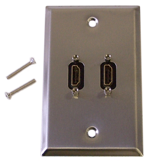 2 Port HDMI Wall Plate Kit - Stainless Steel
