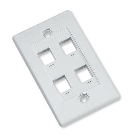 4 Port Keystone Flush Wall Plate - White