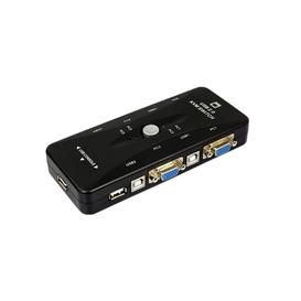 Boîtier de commutation KVM 4 ports USB 2.0 avec 4 câbles KVM permettant de contrôler jusqu'à 4 ordinateurs pour le partage de l'écran vidéo, de la souris et du clavier.