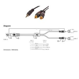 Câble 3.5mm stéréo à 2x RCA mono 6 pieds