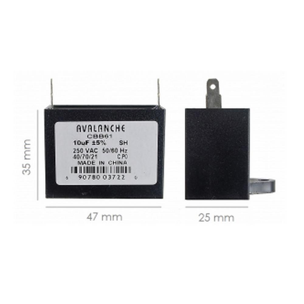 Fan / motor capacitor 10 µF ± 5% 250 VAC