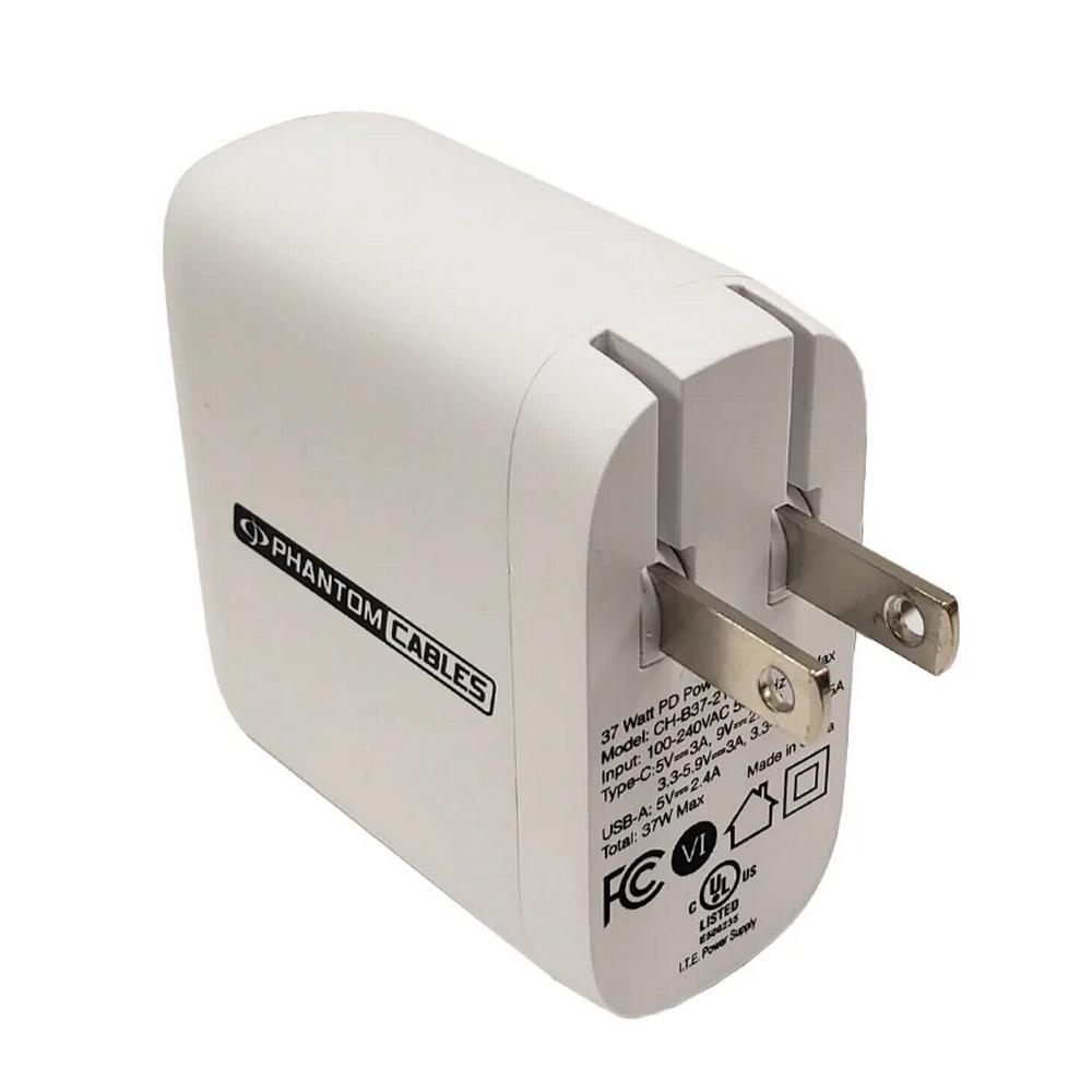 USB Wall Charger - 37W - USB Type-C (25W) - USB Type-A (12W)