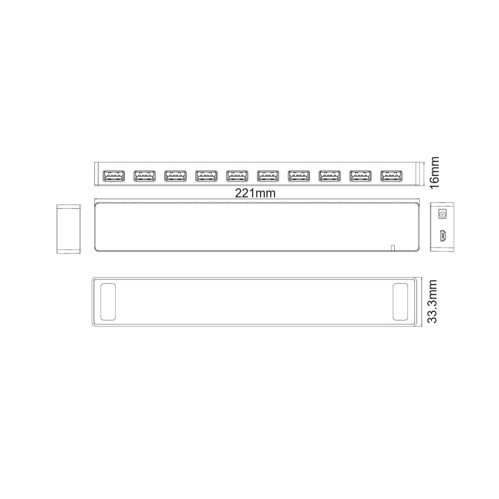 Hub USB 2.0 10-Ports
