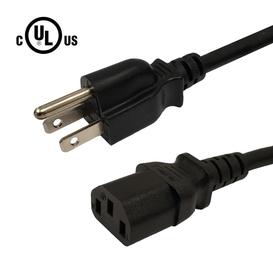 NEMA 5-15P to IEC C13 Power Cable - SJT Jacket - 5ft - Black - 18AWG