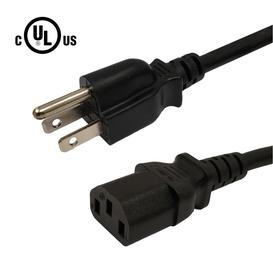 NEMA 5-15P to IEC C13 Power Cable - SJT Jacket - 15ft - Black - 18AWG