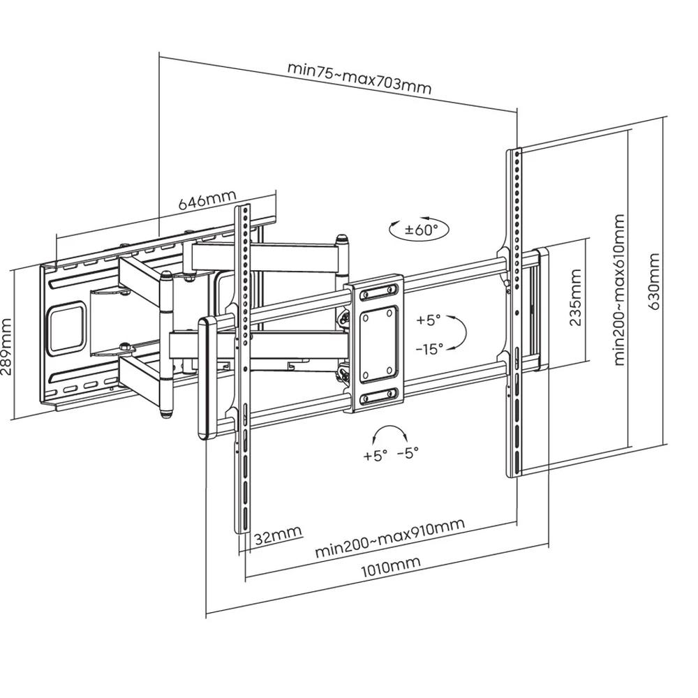 Slim Wall Bracket for 60-120' LCD LED TV Black