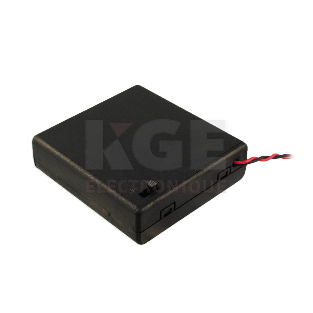 Porte-Batteries pour 4 Batteries AA avec Fil 15cm et Interrupteur