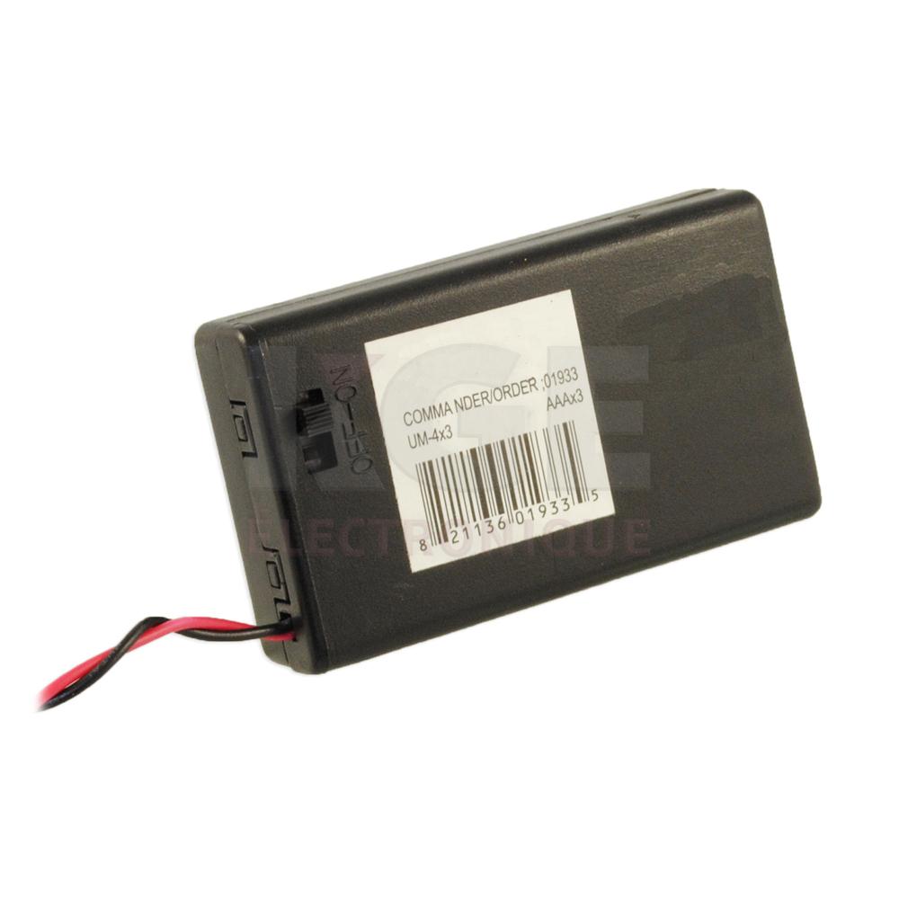 Porte-Batteries pour 3 Batteries AAA avec Fil 15cm et Interrupteur