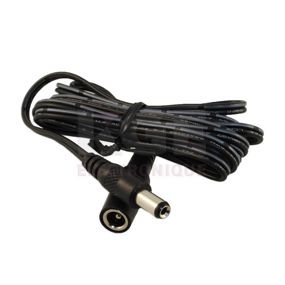 2.1 x 5.5mm Plug - 2.1 x 5.5mm Inline Jack, 6ft 22AWG