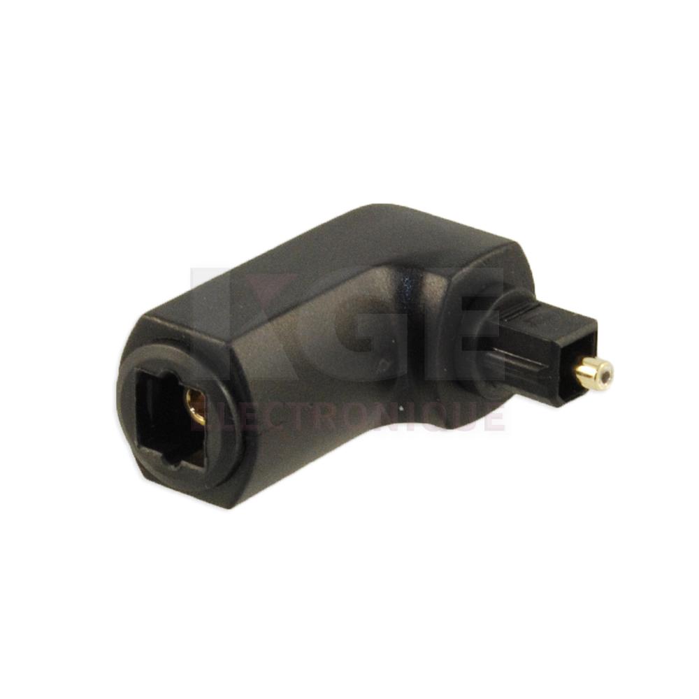 Right Angle Optical Connector, Toslink. Male to 3.5mm Female