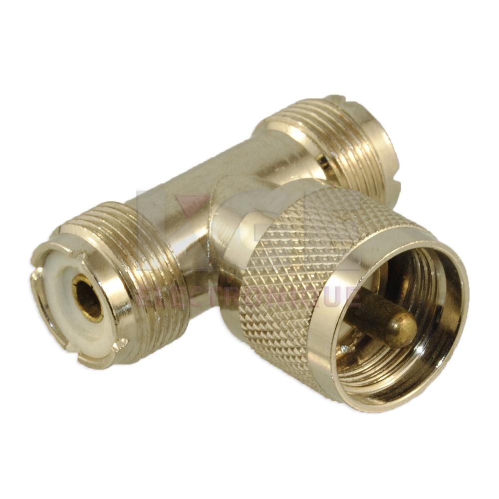 Adaptateur UHF en T 1 Mâle à 2 Femelles