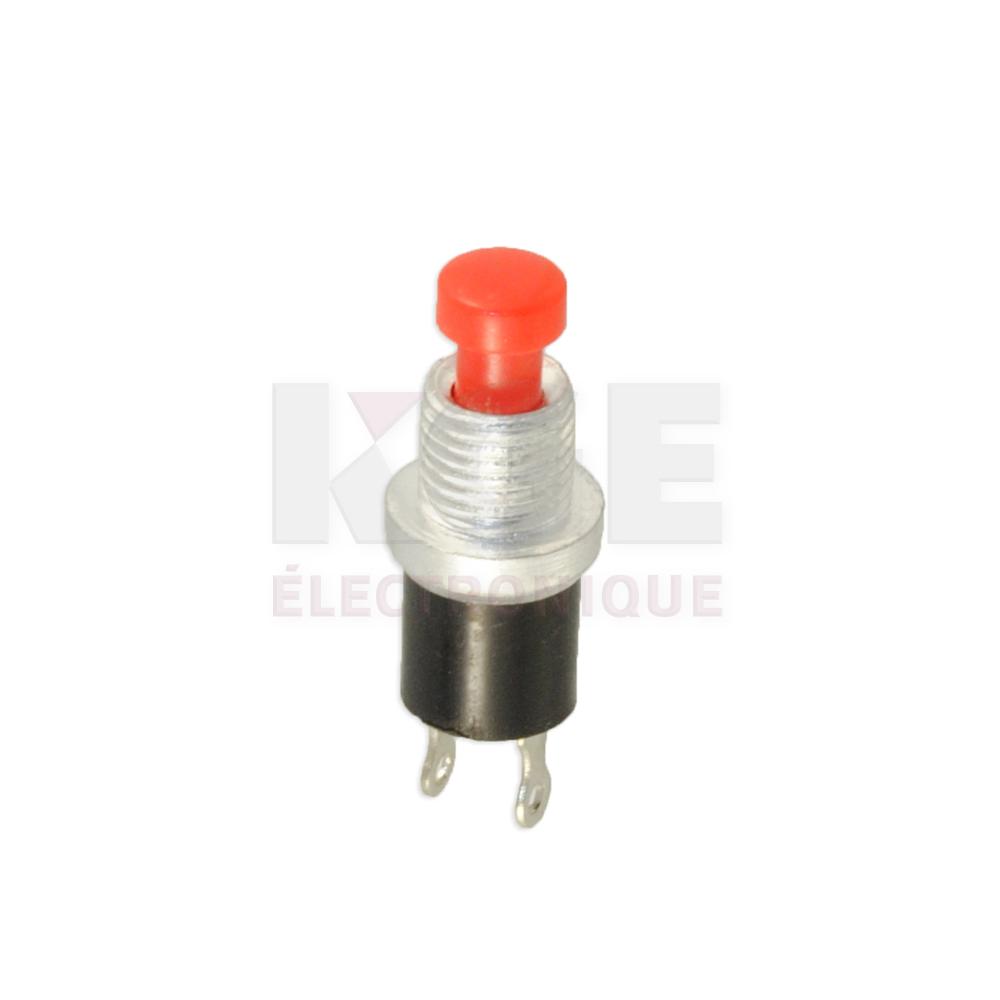 Interrupteur Poussoir SPST Sous-Miniature Rouge OFF/(ON)