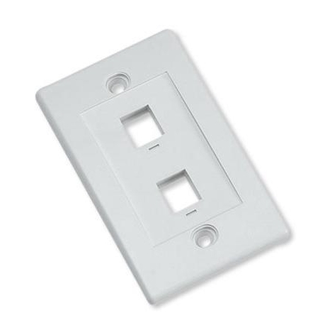 2 Port Keystone Flush Wall Plate - White