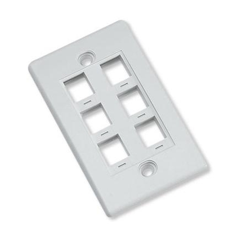 6 Port Keystone Flush Wall Plate - White