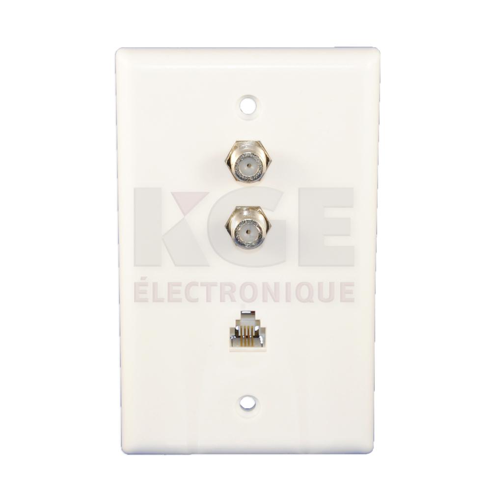 6P4C Modular Wall Plate with 2 Female Cable Jacks