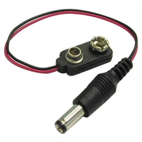 2.1 x 5.5mm Plug - 9V Battery Clip