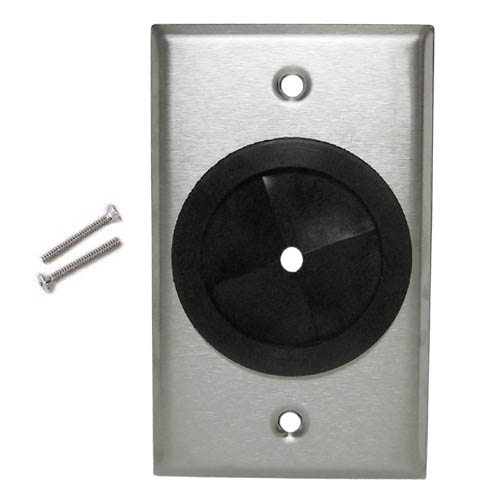 Cable Pass-through Wall Plate, Single Gang, Stainless Steel