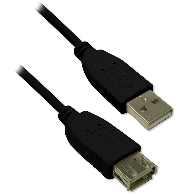 Câble USB 2.0 AA - M/F, Noir, 3'